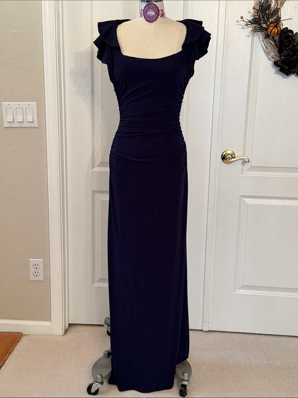 Laundry by Shelli Segal,  Deep Navy Blue ruched gown